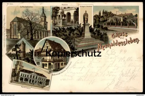 ALTE LITHO POSTKARTE GRUSS AUS NEUHALDENSLEBEN VILLA GERICKE GOLDSCHMIED KÜHNE ROLAND HALDENSLEBEN AK Ansichtskarte