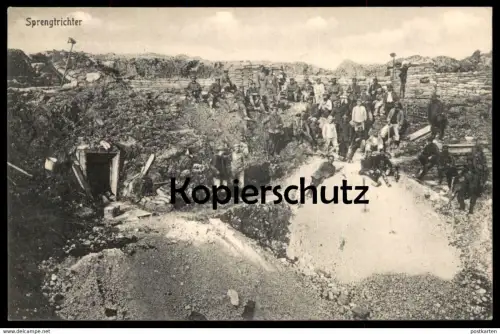 ALTE POSTKARTE SPRENGTRICHTER 1. WELTKRIEG WK I UNTERSTAND STELLUNG SOLDATEN SOLDAT cpa Ansichtskarte postcard AK