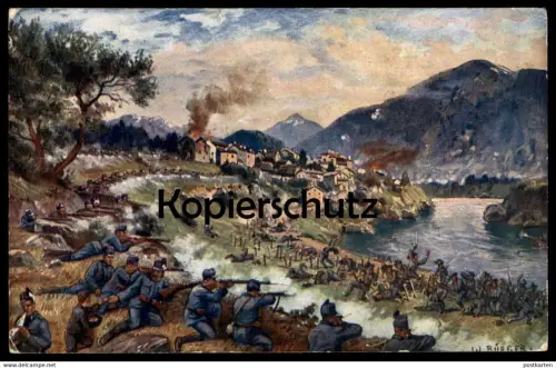 ALTE POSTKARTE SCHLACHT AM ISONZO SIGN. W. BÜRGER ISONZOSCHLACHT Soca cpa Ansichtskarte postcard AK