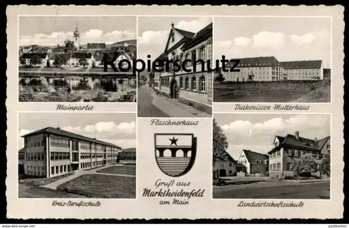 ÄLTERE POSTKARTE GRUSS AUS MARKTHEIDENFELD AM MAIN KREIS-BERUFSSCHULE FLASCHNERHAUS LANDWIRTSCHAFTSSCHULE Ansichtskarte