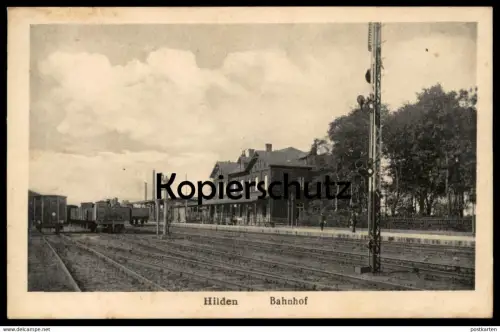 ALTE POSTKARTE HILDEN BAHNHOF SIGNAL WASSERKRAN WAGGONS Waggon station gare Ansichtskarte postcard cpa AK