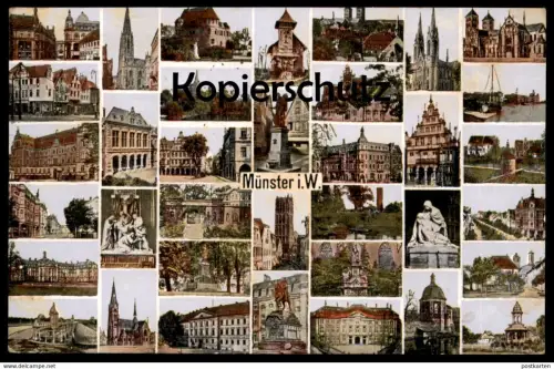 ALTE POSTKARTE MÜNSTER I. W. MIKROSKOPANSICHTEN MIKROSKOP MINIATURANSICHT Ansichtskarte postcard cpa AK