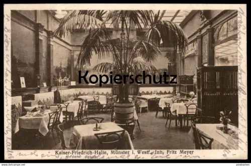 ALTE POSTKARTE HOTEL KAISER-FRIEDRICH-HALLE MÜNSTER I. WESTF. INH. FRITZ MEYER Ansichtskarte postcard cpa AK