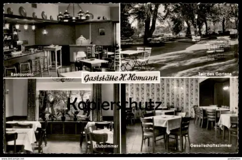ÄLTERE POSTKARTE MÜNSTER GASTSTÄTTE H. HOMANN RESTAURANT TEIL DES GARTENS KLUBZIMMER GESELLSCHAFTSZIMMER postcard cpa AK
