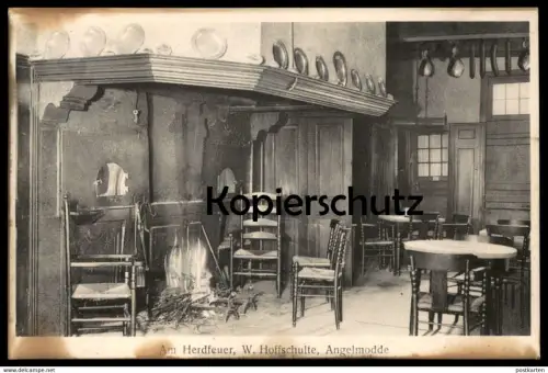 ALTE POSTKARTE MÜNSTER AM HERDFEUER W. HOFFSCHULTE ANGELMODDE 1935 DIELE KÜCHE Bauernhaus Ansichtskarte postcard cpa AK