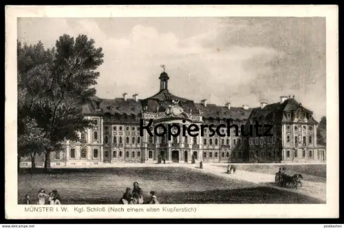 ALTE POSTKARTE MÜNSTER I. W. KGL. SCHLOSS NACH EINEM ALTEN KUPFERSTICH castle chateau H. Zwarg Bahnhofswirtschaft cpa AK