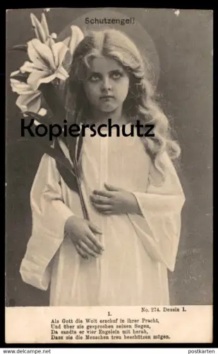ALTE POSTKARTE KIND SCHUTZENGEL ALS GOTT DIE WELT ERSCHUF ENGEL ANGEL ange child enfant postcard AK Ansichtskarte