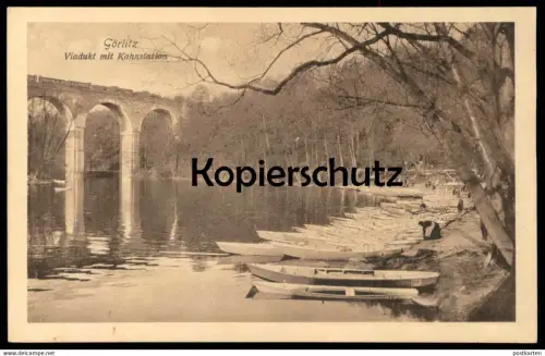ALTE POSTKARTE GÖRLITZ VIADUKT MIT KAHNSTATION Zug Eisenbahn Dampflok Boote Zgorzelec train Ansichtskarte cpa postcard