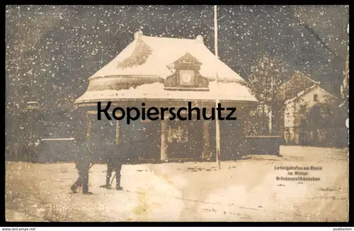 ALTE POSTKARTE LUDWIGSHAFEN AM RHEIN IM WINTER BRÜCKENZOLLHÄUSCHEN SCHNEEFALL hiver snow Ansichtskarte cpa postcard AK