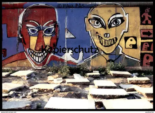 ÄLTERE POSTKARTE BERLINER MAUERBILDER GRAFFITI VON FAUX PAS BERLINER MAUER THE WALL LE MUR BERLIN Art cpa AK postcard