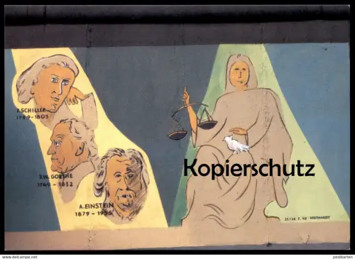 ÄLTERE POSTKARTE BERLINER MAUER KLAUS NIETHARDT SCHILLER GOETHE EINSTEIN THE WALL LE MUR BERLIN ART cpa AK postcard