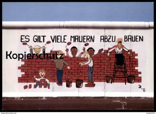 ÄLTERE POSTKARTE BERLIN INES BAYER RAIK HÖNEMANN ES GILT VIELE MAUERN ABZUBAUEN BERLINER MAUER THE WALL LE MUR Art