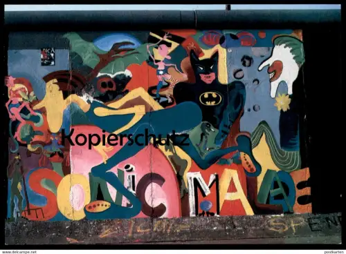 ÄLTERE POSTKARTE BERLINER MAUER GRETA CSATLOS THE WALL LE MUR BERLIN BATMAN JOKER ART SONIC MALADE postcard cpa AK