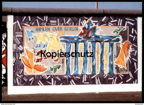 ÄLTERE POSTKARTE BERLINER MAUER KARINA BJERREGARD LOTTE HAUBART HIMLEN OVER BERLIN THE WALL MUR BRANDENBURGER TOR