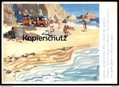 ALTE POSTKARTE VOLKSWAGEN VICTOR MUNDORFF WERBUNG VW BUS STRAND Auto car beach plage cpa AK Ansichtskarte postcard