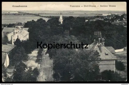 ALTE POSTKARTE GROSSBEEREN PANORAMA DORF-STRASSE BERLINER STRASSE Dorfstrasse cpa AK Ansichtskarte postcard