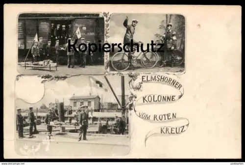 ALTE POSTKARTE ELMSHORNER KOLONNE ROTES KREUZ ELMSHORN RAD Red cross bike bicycle croix rouge AK Ansichtskarte postcard