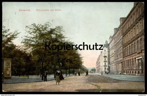 ALTE POSTKARTE CHEMNITZ ZÖLLNERPLATZ MIT BRÜHL Litfasssäule cpa AK Ansichtskarte postcard