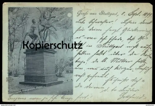 ALTE POSTKARTE GRUSS AUS STUTTGART 1899 ROSSEBÄNDIGER DENKMAL monument Pferd horse Ansichtskarte AK postcard cpa