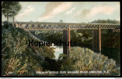 ALTE POSTKARTE HAMILTON NEW ZEALAND RAILWAY BRIDGE OVER WAIKATO RIVER Neuseeland Ansichtskarte AK cpa postcard