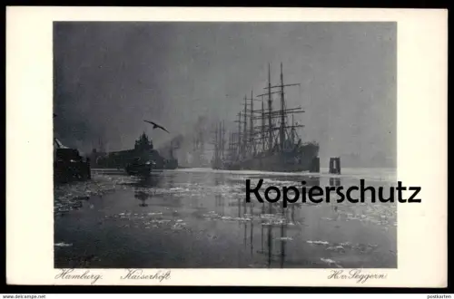 ALTE POSTKARTE HAMBURG KAISERHÖFT H. V. SEGGERN EISSCHOLLEN EIS WINTER Schiff ship bateau AK cpa Ansichtskarte postcard