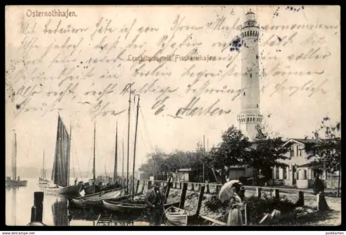 ALTE POSTKARTE OSTERNOTHHAFEN 1901 LEUCHTTURM Osternothafen Chorzelin Pommern lighthouse Swinemünde Swinoujscie postcard