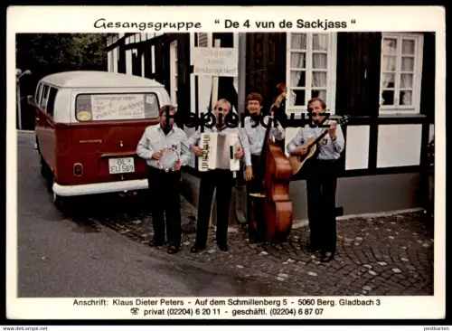 ÄLTERE POSTKARTE BERGISCH GLADBACH DE 4 VUN DE SACKJASS VW BULLI Bus musicians Musiker Ansichtskarte postcard cpa