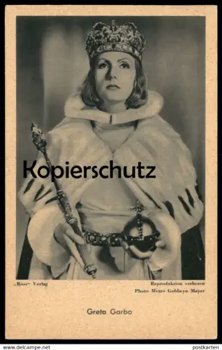 ALTE POSTKARTE GRETA GARBO KRONE ZEPTER Actor Acteur cinema Kino Film Königin Christine queen cpa Ansichtskarte postcard