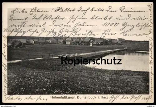 ALTE POSTKARTE HÖHENLUFTKURORT BUNTENBOCK IM HARZ SUMPFTEICH TEICH lake Rechteckstempel Clausthal-Zellerfeld AK postcard