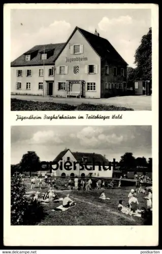 ÄLTERE POSTKARTE BORGHOLZHAUSEN TEUTOBURGER WALD JUGENDHEIM FREIBAD youth hostel Bad bath swimming pool piscine postcard