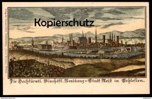 ALTE KÜNSTLER POSTKARTE NEISS HOCHFÜRSTLICHE BISCHÖFLICHE RESIDENZ-STATT IN SCHLESIEN NEISSE NYSA Ansichtskarte postcard
