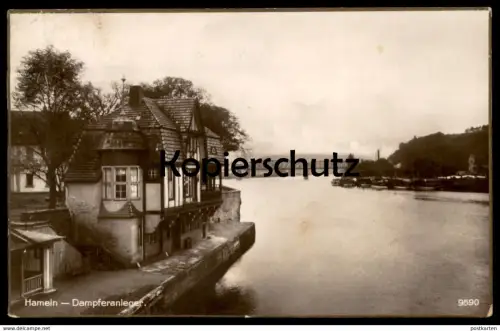 ALTE POSTKARTE HAMELN DAMPFERANLEGER 1928 ANLEGESTELLE DAMPFER SCHIFFSANLEGESTELLE Ansichtskarte postcard AK cpa