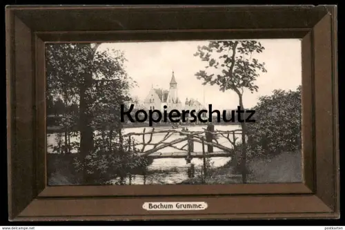 ALTE PASSEPARTOUT POSTKARTE BOCHUM GRUMME BLICK AUF DIE KAISER-AUE cpa AK postcard Ansichtskarte
