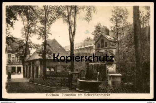 ALTE POSTKARTE BOCHUM BRUNNEN AM SCHWANENMARKT KIND JUNGE Springbrunnen fountain fontaine Ansichtskarte AK postcard cpa