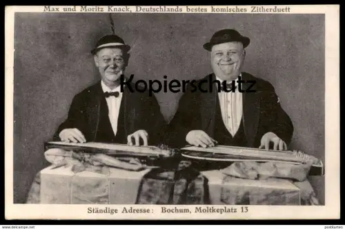 ALTE POSTKARTE MAX UND MORITZ KNACK DEUTSCHLANDS BESTES KOMISCHES ZITHERDUETT ZITHER ADRESSE BOCHUM MOLTKEPLATZ 13 cpa