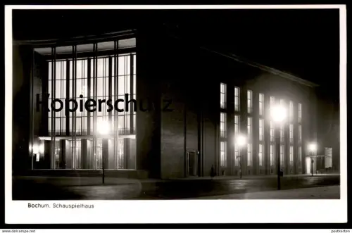 ALTE POSTKARTE BOCHUM SCHAUSPIELHAUS BEI NACHT BELEUCHTUNG Theater nuit at night Ansichtskarte AK postcard cpa