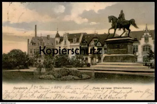 ALTE POSTKARTE OSNABRÜCK 1904 PARTIE AM KAISER WILHELM-DENKMAL monument cpa postcard AK Ansichtskarte