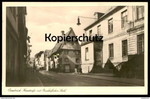 ALTE POSTKARTE OSNABRÜCK HASESTRASSE MIT BISCHÖFLICHEN STUHL Flaggen Beflaggung cpa postcard AK Ansichtskarte