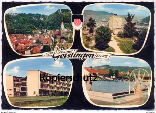 ÄLTERE POSTKARTE FÜNFTÄLERSTADT GEISLINGEN STEIGE SCHWIMMBAD FREIBAD Bad Ansichtskarte AK cpa postcard