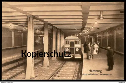 ALTE POSTKARTE HAMBURG UNTERGRUNDBAHNHOF RATHAUSMARKT U-BAHN Bahn subway tramway tram Ansichtskarte postcard AK cpa