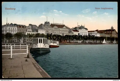 ALTE POSTKARTE HAMBURG NEUER JUNGFERNSTIEG 1927 SCHIFF SCHIFFE VILLEN VILLA Ansichtskarte postcard AK cpa