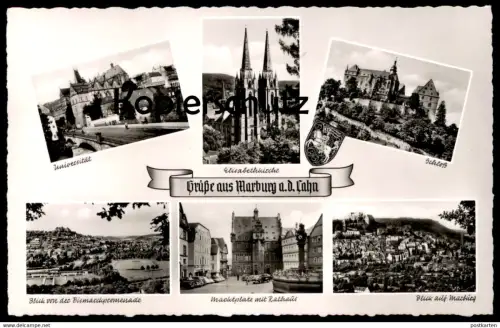 ÄLTERE POSTKARTE GRÜSSE AUS MARBURG AN DER LAHN UNIVERSITÄT ELISABETHKIRCHE MARKTPLATZ SCHLOSS postcard AK Ansichtskarte