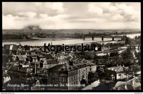 ALTE POSTKARTE MAINZ AM RHEIN GESAMTANSICHT MIT DER MAINMÜNDUNG MAIN cpa AK Ansichtskarte postcard