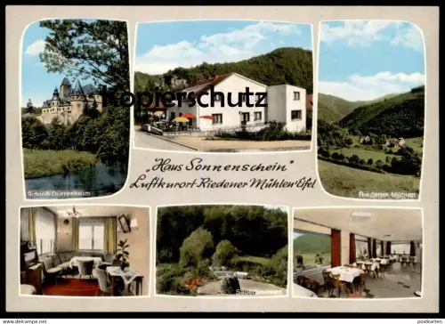 ÄLTERE POSTKARTE RIEDENER MÜHLEN EIFEL SCHLOSS DÜRRESHEIM SAUERBRUNNEN HAUS SONNENSCHEIN EIFEL Radio AK Ansichtskarte