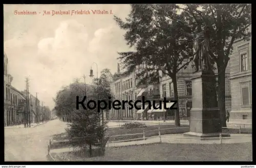 ALTE POSTKARTE GUMBINNEN AM DENKMAL FRIEDRICH WILHELM I. GUSSEW GOESEV RUSSIA Russland cpa postcard AK Ansichtskarte