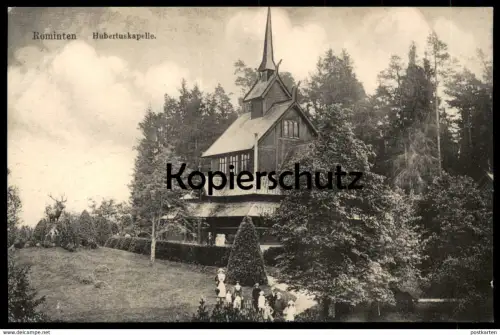 ALTE POSTKARTE ROMINTEN HUBERTUSKAPELLE FAMILIE PERSONEN Kapelle Kirche bei Königsberg Kaliningrad AK cpa postcard
