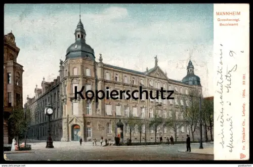 ALTE POSTKARTE MANNHEIM GROSSHERZOGLICHES BEZIRKSAMT Uhr Standuhr clock horloge AK Ansichtskarte postcard cpa