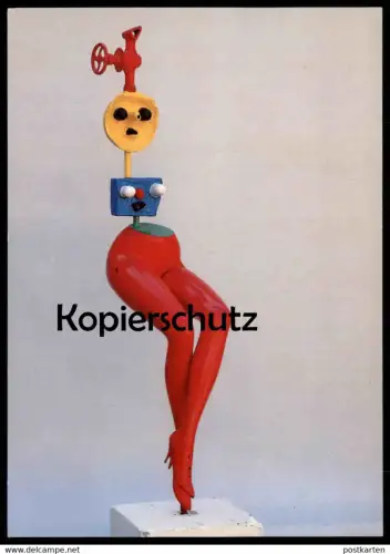 ÄLTERE POSTKARTE JOAN MIRO 1893-1938 FLIEHENDES JUNGES MÄDCHEN 1968 BEMALTE BRONZE SAMMLUNG FONDATION MAEGHT SAINT-PAUL