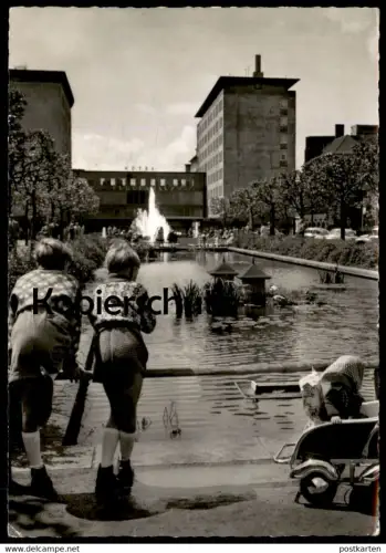 ÄLTERE POSTKARTE OBERHAUSEN FRIEDENSPLATZ MIT EUROPA-HAUS KINDER KINDERWAGEN enfants children AK postcard Ansichtskarte
