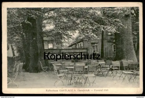 ALTE POSTKARTE KAFFEEHAUS GARTLAGE BEI OSNABRÜCK FERNRUF 1196 CAFE eiche oak tree Ansichtskarte AK cpa postcard